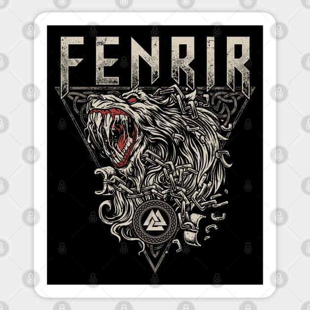 Norse Fenrir Wolf Ragnarok Viking Mythology Valknut Sticker by Blue Pagan